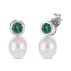 Thumbnail Image 3 of Cultured Pearl & Lab-Created Emerald Bezel Gift Set Sterling Silver