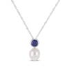 Thumbnail Image 2 of Cultured Pearl & Blue Lab-Created Sapphire Bezel Gift Set Sterling Silver