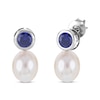 Thumbnail Image 3 of Cultured Pearl & Blue Lab-Created Sapphire Bezel Gift Set Sterling Silver
