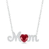 Thumbnail Image 0 of Heart-Shaped Lab-Created Ruby & White Lab-Created Sapphire "Mom" Necklace Sterling Silver 18”
