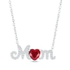 Thumbnail Image 1 of Heart-Shaped Lab-Created Ruby & White Lab-Created Sapphire "Mom" Necklace Sterling Silver 18”