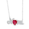 Thumbnail Image 2 of Heart-Shaped Lab-Created Ruby & White Lab-Created Sapphire "Mom" Necklace Sterling Silver 18”