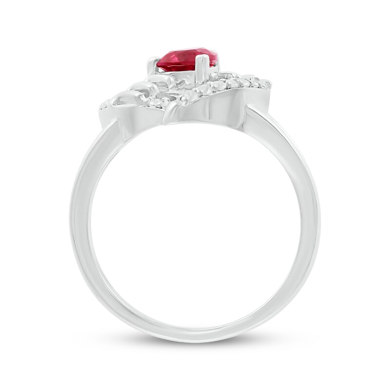 Main Image 3 of Heart-Shaped Lab-Created Ruby & White Lab-Created Sapphire "Mom" Ring Sterling Silver