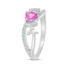 Thumbnail Image 2 of Heart-Shaped Pink Lab-Created Sapphire & White Lab-Created Sapphire "Mom" Ring Sterling Silver