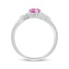Thumbnail Image 3 of Heart-Shaped Pink Lab-Created Sapphire & White Lab-Created Sapphire "Mom" Ring Sterling Silver