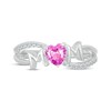 Thumbnail Image 4 of Heart-Shaped Pink Lab-Created Sapphire & White Lab-Created Sapphire "Mom" Ring Sterling Silver