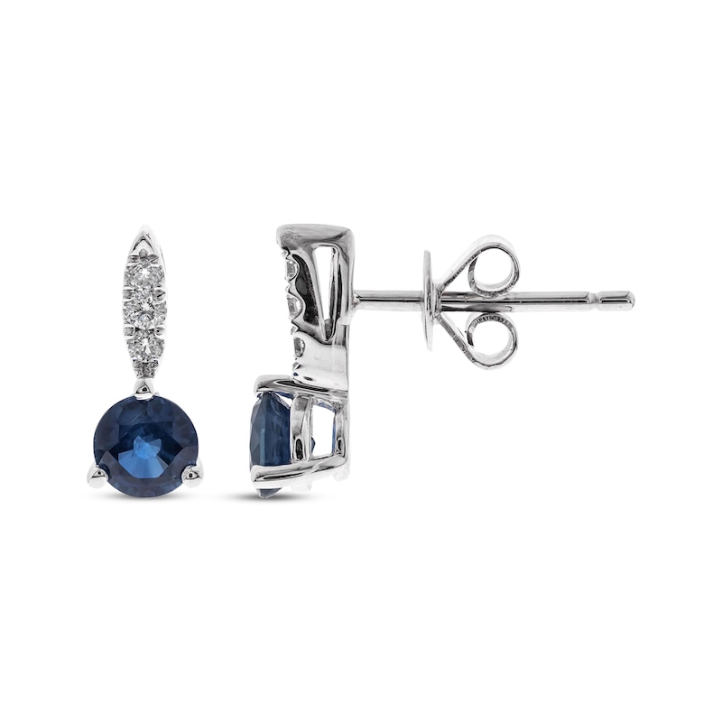 Main Image 1 of Blue Sapphire & Diamond Earrings 1/20 ct tw 10K White Gold