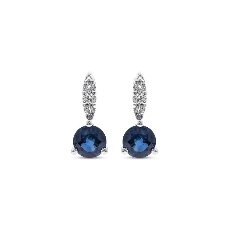 Main Image 2 of Blue Sapphire & Diamond Earrings 1/20 ct tw 10K White Gold