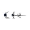 Thumbnail Image 1 of Blue Sapphire & Diamond Crescent Moon Earrings 1/20 ct tw 10K White Gold