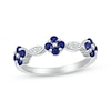 Thumbnail Image 1 of Blue & White Lab-Created Sapphire Flower Ring Sterling Silver