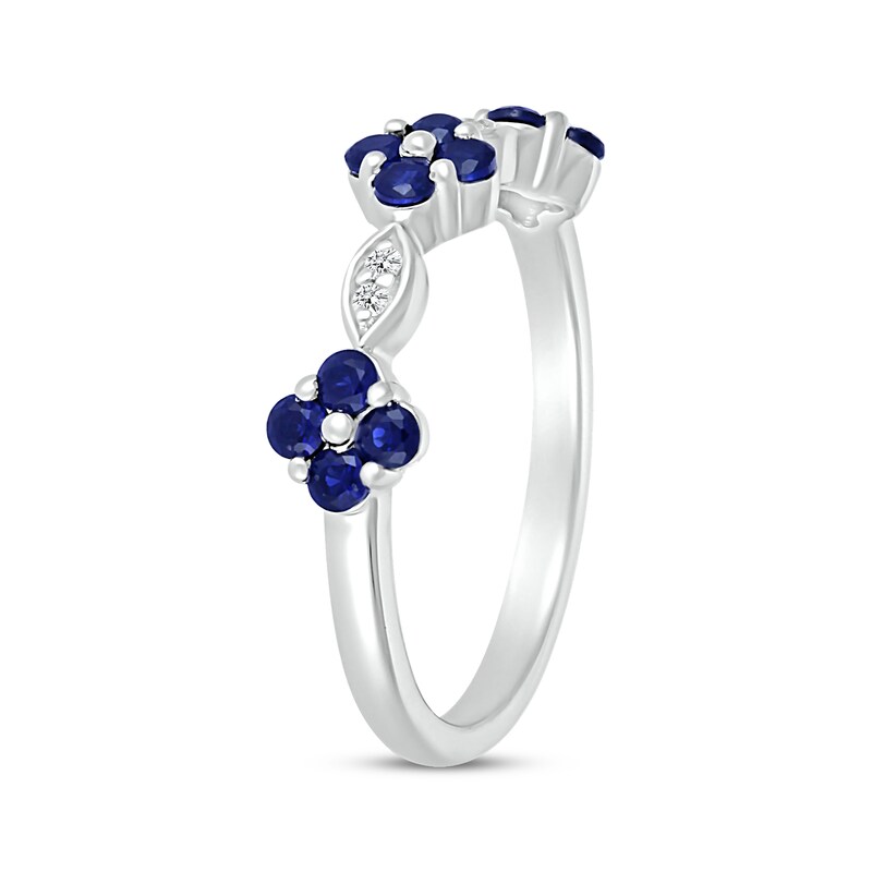 Main Image 2 of Blue & White Lab-Created Sapphire Flower Ring Sterling Silver