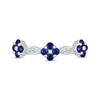 Thumbnail Image 4 of Blue & White Lab-Created Sapphire Flower Ring Sterling Silver