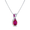 Thumbnail Image 1 of Oval & Square-Cut Lab-Created Ruby & White Lab-Created Sapphire Swirl Necklace Sterling Silver 18"