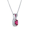 Thumbnail Image 2 of Oval & Square-Cut Lab-Created Ruby & White Lab-Created Sapphire Swirl Necklace Sterling Silver 18"