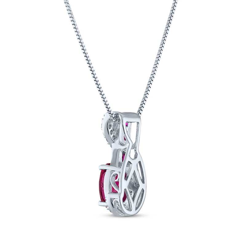 Main Image 3 of Oval & Square-Cut Lab-Created Ruby & White Lab-Created Sapphire Swirl Necklace Sterling Silver 18"