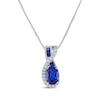 Thumbnail Image 1 of Oval & Square-Cut Lab-Created Blue Lab-Created Sapphire & White Lab-Created Sapphire Swirl Necklace Sterling Silver 18"