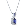 Thumbnail Image 2 of Oval & Square-Cut Lab-Created Blue Lab-Created Sapphire & White Lab-Created Sapphire Swirl Necklace Sterling Silver 18"