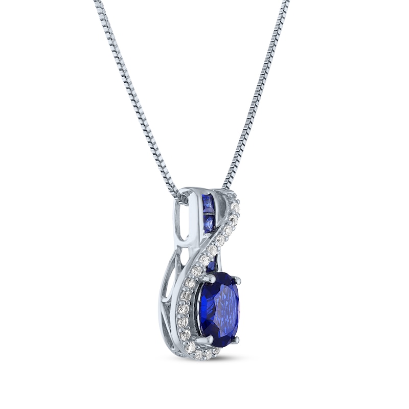 Main Image 2 of Oval & Square-Cut Lab-Created Blue Lab-Created Sapphire & White Lab-Created Sapphire Swirl Necklace Sterling Silver 18"