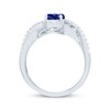 Thumbnail Image 3 of Oval-Cut Blue Lab-Created Sapphire & White Lab-Created Sapphire Bypass Ring Sterling Silver