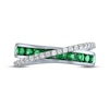 Thumbnail Image 3 of Lab-Created Emerald & White Lab-Created Sapphire Crossover Ring Sterling Silver