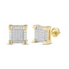 Thumbnail Image 1 of Men's Multi-Diamond Square Stud Earrings 1/4 ct tw 10K Yellow Gold