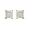 Thumbnail Image 2 of Men's Multi-Diamond Square Stud Earrings 1/4 ct tw 10K Yellow Gold