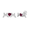 Thumbnail Image 1 of Heart-Shaped Lab-Created Ruby & White Lab-Created Sapphire "Mom" Earrings Sterling Silver