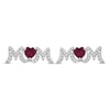 Thumbnail Image 2 of Heart-Shaped Lab-Created Ruby & White Lab-Created Sapphire "Mom" Earrings Sterling Silver