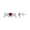 Thumbnail Image 3 of Heart-Shaped Lab-Created Ruby & White Lab-Created Sapphire "Mom" Earrings Sterling Silver