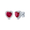 Thumbnail Image 1 of Heart-Shaped Lab-Created Ruby & White Lab-Created Sapphire Stud Earrings Sterling Silver