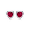 Thumbnail Image 2 of Heart-Shaped Lab-Created Ruby & White Lab-Created Sapphire Stud Earrings Sterling Silver
