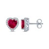 Thumbnail Image 3 of Heart-Shaped Lab-Created Ruby & White Lab-Created Sapphire Stud Earrings Sterling Silver