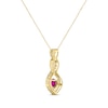 Thumbnail Image 3 of Heart-Shaped Lab-Created Ruby & White Lab-Created Sapphire Twist Drop Necklace 10K Yellow Gold 18"