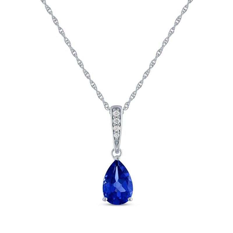 Main Image 2 of Pear-Shaped Blue Lab-Created Sapphire & White Lab-Created Sapphire Gift Set Sterling Silver - Size 7