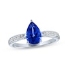 Thumbnail Image 3 of Pear-Shaped Blue Lab-Created Sapphire & White Lab-Created Sapphire Gift Set Sterling Silver - Size 7
