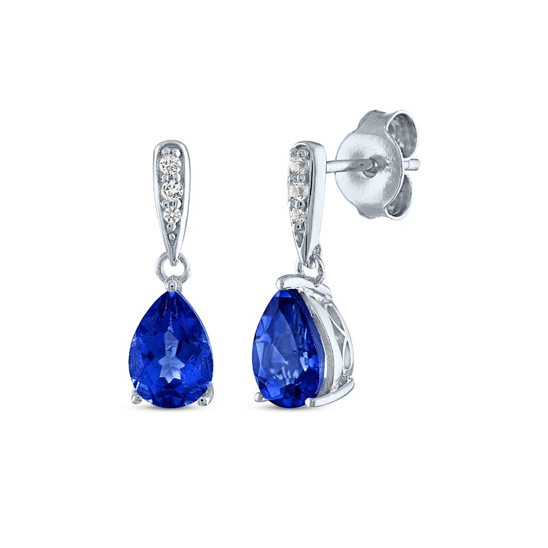 Main Image 4 of Pear-Shaped Blue Lab-Created Sapphire & White Lab-Created Sapphire Gift Set Sterling Silver - Size 7