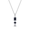 Thumbnail Image 1 of Emerald & Square-Cut Blue Sapphire, Round-Cut Diamond Necklace 1/20 ct tw 10K White Gold 18"