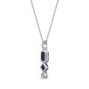 Thumbnail Image 2 of Emerald & Square-Cut Blue Sapphire, Round-Cut Diamond Necklace 1/20 ct tw 10K White Gold 18"