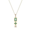 Thumbnail Image 1 of Multi-Shape Emerald & Diamond Drop Necklace 1/20 ct tw 10K Yellow Gold 18"