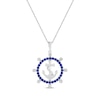 Thumbnail Image 1 of Blue & White Lab-Created Sapphire Ship's Wheel & Anchor Necklace Sterling Silver 18"
