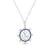 Thumbnail Image 2 of Blue & White Lab-Created Sapphire Ship's Wheel & Anchor Necklace Sterling Silver 18"