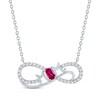 Thumbnail Image 1 of Oval-Cut Lab-Created Ruby & White Lab-Created Sapphire "Mom" Infinity Necklace Sterling Silver 18"