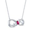 Thumbnail Image 2 of Oval-Cut Lab-Created Ruby & White Lab-Created Sapphire "Mom" Infinity Necklace Sterling Silver 18"