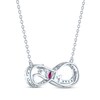 Thumbnail Image 3 of Oval-Cut Lab-Created Ruby & White Lab-Created Sapphire "Mom" Infinity Necklace Sterling Silver 18"