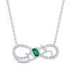 Thumbnail Image 1 of Oval-Cut Lab-Created Emerald & White Lab-Created Sapphire "Mom" Infinity Necklace Sterling Silver 18"