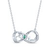 Thumbnail Image 3 of Oval-Cut Lab-Created Emerald & White Lab-Created Sapphire "Mom" Infinity Necklace Sterling Silver 18"