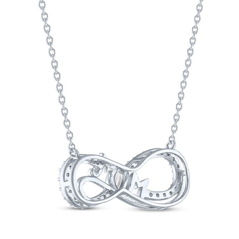 Main Image 3 of Oval-Cut White Lab-Created Sapphire "Mom" Infinity Necklace Sterling Silver 18"