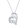 Thumbnail Image 2 of White Lab-Created Sapphire "Mom" Heartbeat Necklace Sterling Silver 18"
