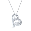 Thumbnail Image 3 of White Lab-Created Sapphire "Mom" Heartbeat Necklace Sterling Silver 18"