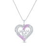 Thumbnail Image 0 of Square-Cut Pink Lab-Created Sapphire & Round-Cut White Lab-Created Sapphire "Mom" Heart Necklace Sterling Silver 18"